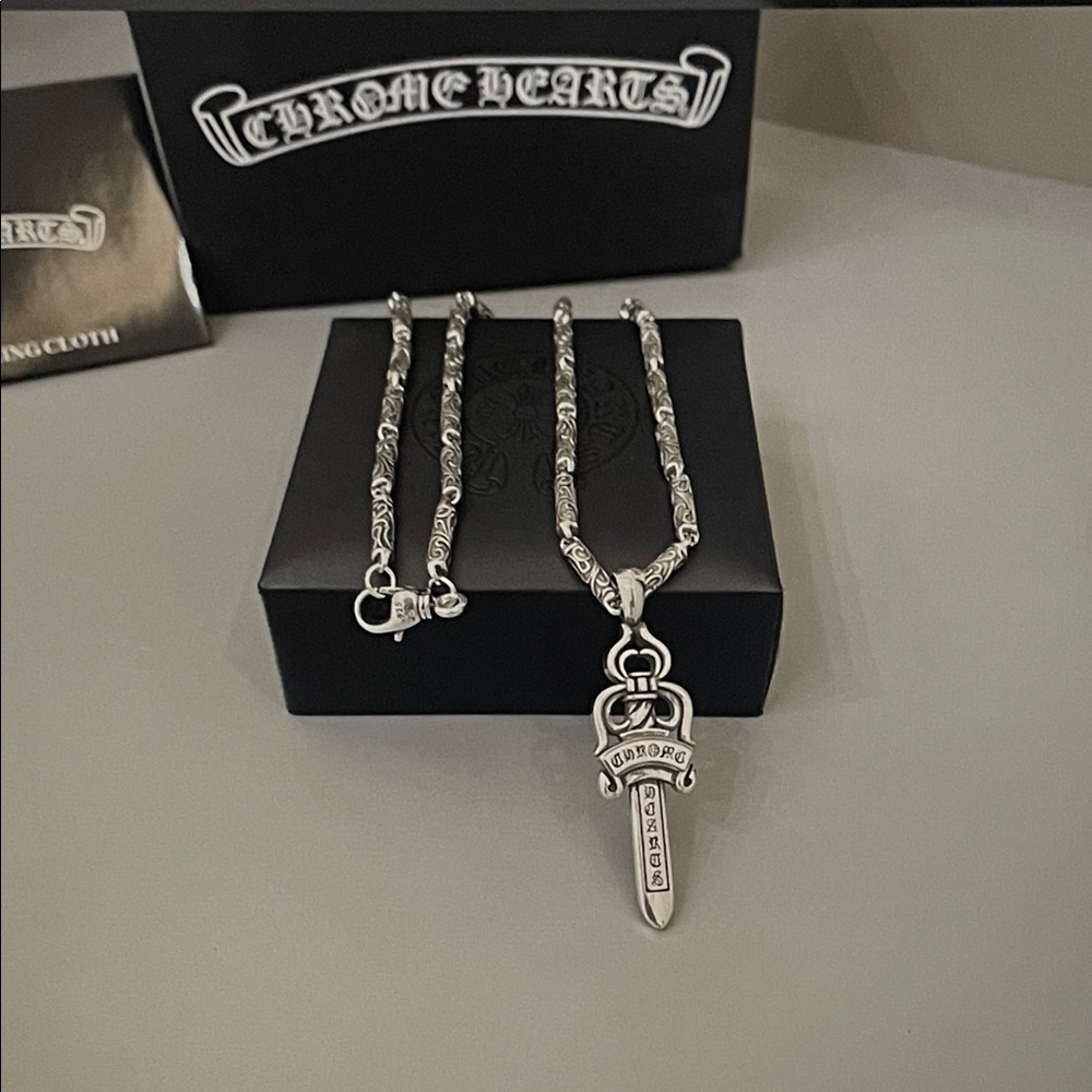 Chrome Hearts Silver Sword Pendant Necklace